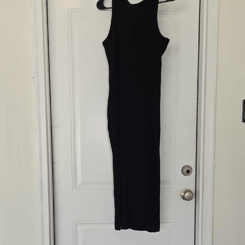 Forever 21 Black Ribbed Halter Midi Dress